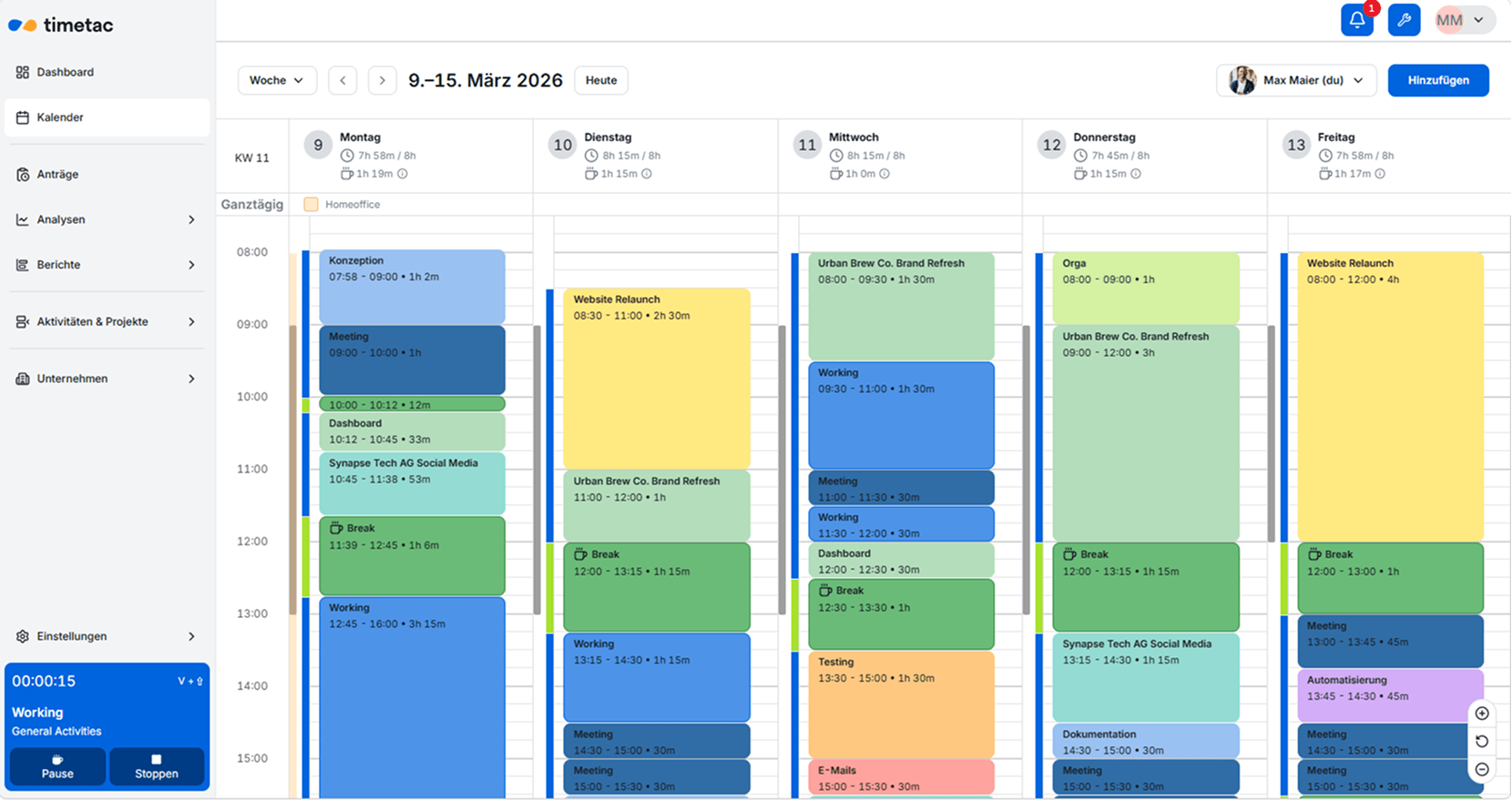 kalender projektzeiterfassung