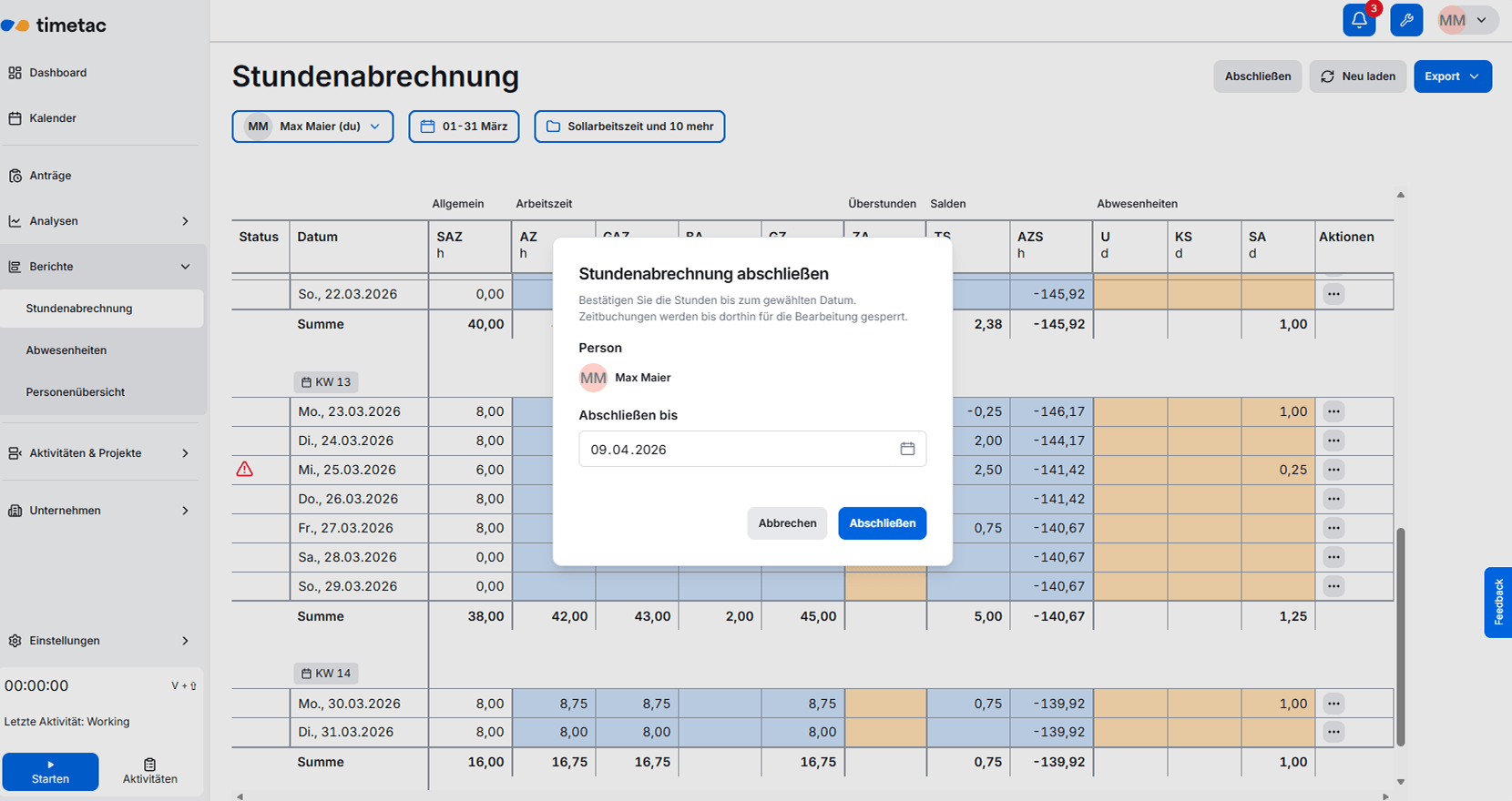 zeiterfassung mit stundenabrechnung