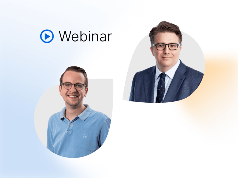 Webinar-Thumbnail zum Thema DSGVO-konforme Zeiterfassung mit zwei Referenten – TimeTac Webinar