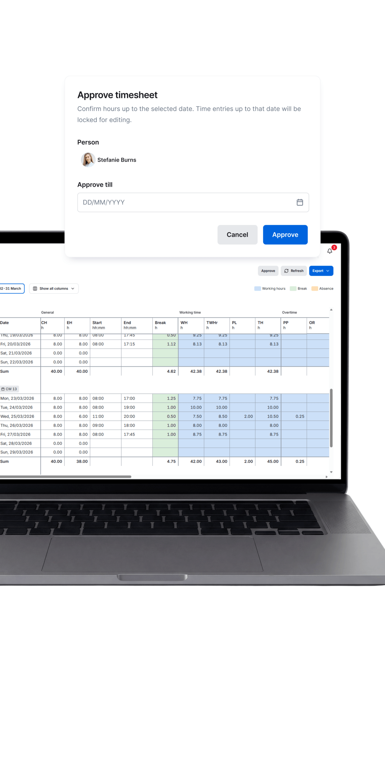 timesheet report mobile view